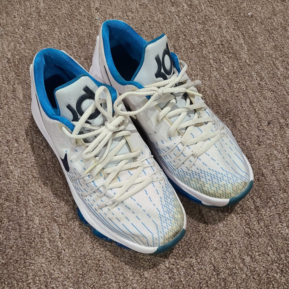 Blue and white Nike